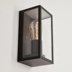 Lampes Vintages & Rétros-hofstein Applique murale d'extérieur Hakkas Couleur bois, Noir, 1 lumière