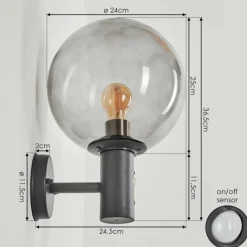 hofstein Applique murale d'extérieur Bostarenga Anthracite, 1 lumière, Détecteur de mouvement