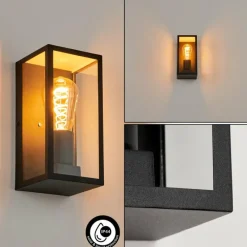 Lampes Vintages & Rétros-hofstein Applique murale d'extérieur Hakkas Noir, 1 lumière