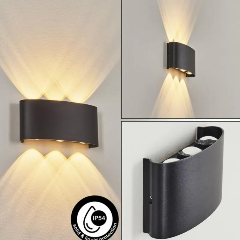 hofstein Applique murale d'extérieur Glencoe LED Noir, 6 lumières