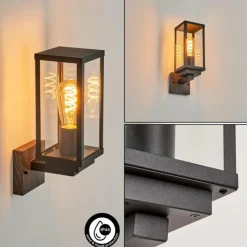 Lampes En Bois-hofstein Applique murale d'extérieur Lapa Couleur bois, Noir, 1 lumière