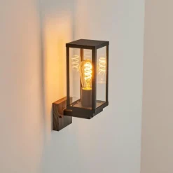 Lampes En Bois-hofstein Applique murale d'extérieur Lapa Couleur bois, Noir, 1 lumière