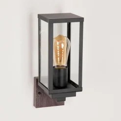 Lampes En Bois-hofstein Applique murale d'extérieur Lapa Couleur bois, Noir, 1 lumière