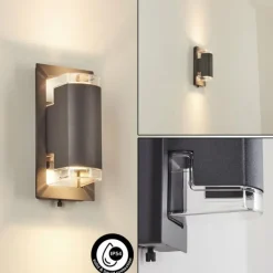 hofstein Applique murale d'extérieur Nabawa Anthracite, 2 lumières