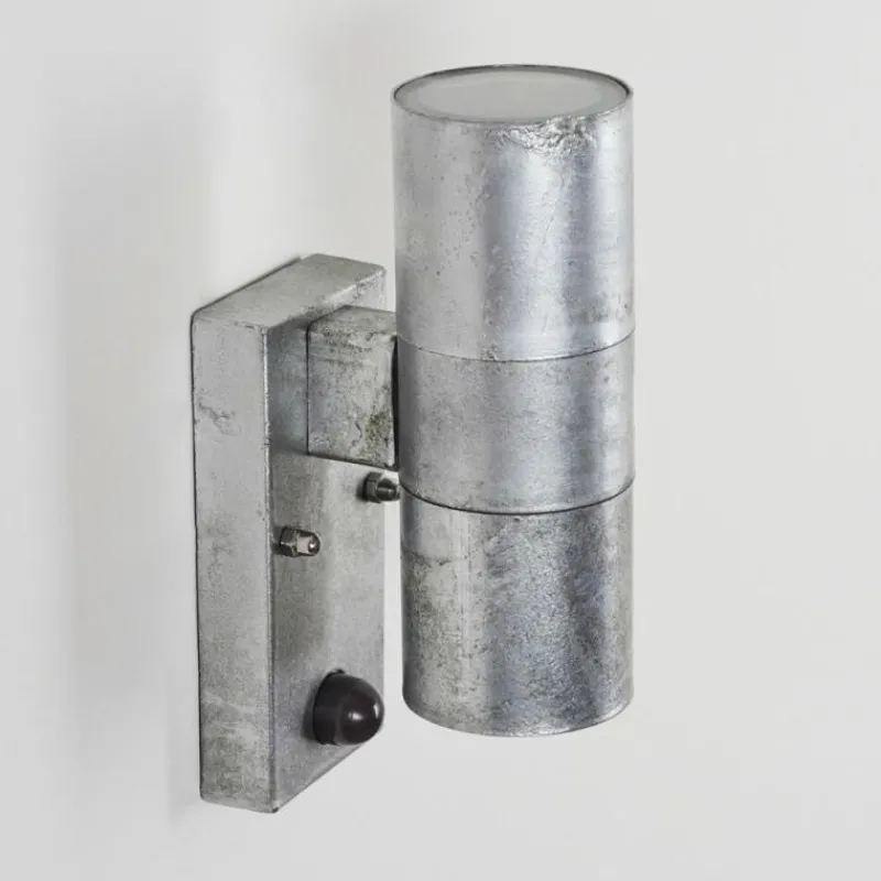 hofstein Applique murale d'extérieur Bessiebelle Zingué, 2 lumières, Détecteur de mouvement