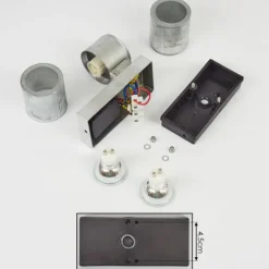 hofstein Applique murale d'extérieur Bessiebelle Zingué, 2 lumières, Détecteur de mouvement