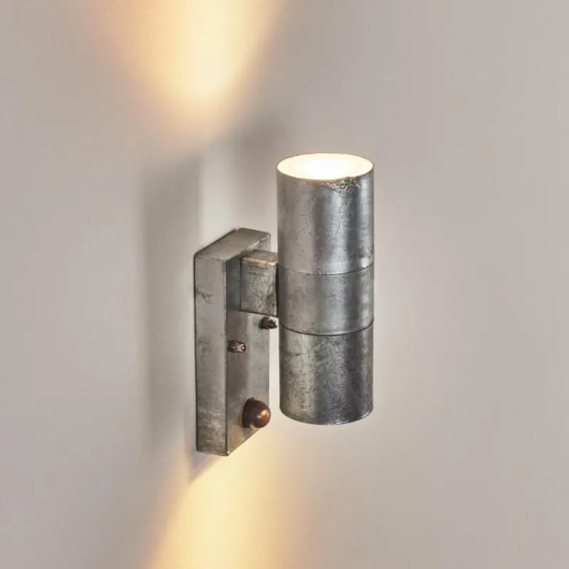 hofstein Applique murale d'extérieur Bessiebelle Zingué, 2 lumières, Détecteur de mouvement