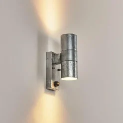 hofstein Applique murale d'extérieur Bessiebelle Zingué, 2 lumières, Détecteur de mouvement