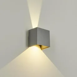 hofstein Applique murale d'extérieur Hoods LED Gris, 2 lumières