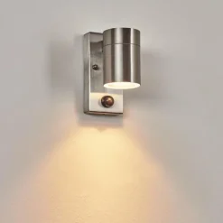 hofstein Applique murale d'extérieur Bessiebelle Acier inoxydable, 1 lumière, Détecteur de mouvement