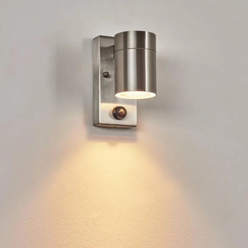 hofstein Applique murale d'extérieur Bessiebelle Acier inoxydable, 1 lumière, Détecteur de mouvement