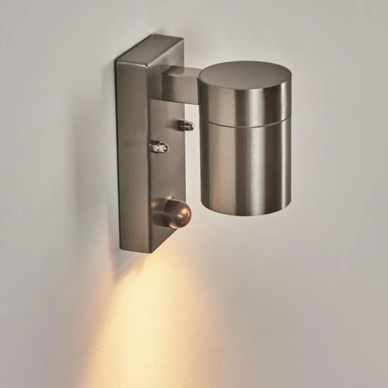 hofstein Applique murale d'extérieur Bessiebelle Acier inoxydable, 1 lumière, Détecteur de mouvement