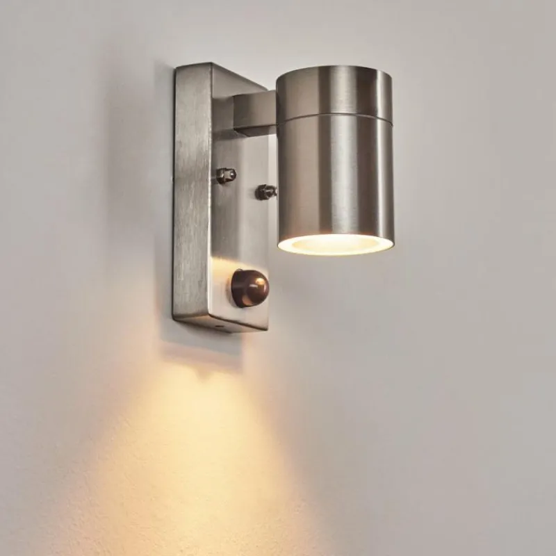 hofstein Applique murale d'extérieur Bessiebelle Acier inoxydable, 1 lumière, Détecteur de mouvement