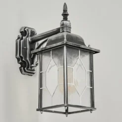 Luminaires Rustiques-hofstein Applique murale d'extérieur Talca Noir, Argenté, 1 lumière