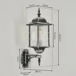 Luminaires Rustiques-hofstein Applique murale d'extérieur Talca Noir, Argenté, 1 lumière