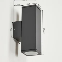 hofstein Applique murale d'extérieur Oatlands Anthracite, Blanc, 2 lumières