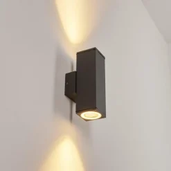 hofstein Applique murale d'extérieur Oatlands Anthracite, Blanc, 2 lumières