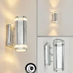 hofstein Applique murale d'extérieur Amyton Acier inoxydable, Transparent, Zingué, 2 lumières