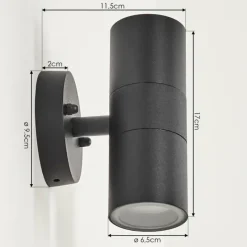 hofstein Applique murale d'extérieur Bessiebelle Noir, Transparent, 2 lumières