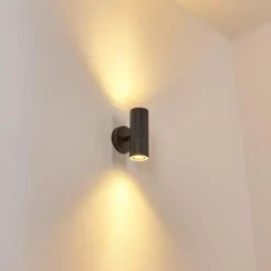 hofstein Applique murale d'extérieur Bessiebelle Noir, Transparent, 2 lumières