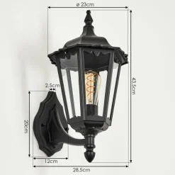 Luminaires Rustiques-hofstein Applique murale d'extérieur Pamputa Noir, 1 lumière