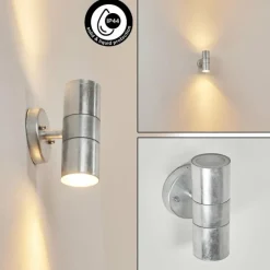 hofstein Applique murale d'extérieur Bessiebelle Zingué, Blanc, 2 lumières