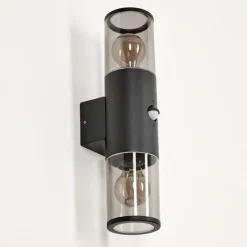 Suspension Verre Fumé-hofstein Applique murale d'extérieur Caragua Noir, 2 lumières, Détecteur de mouvement