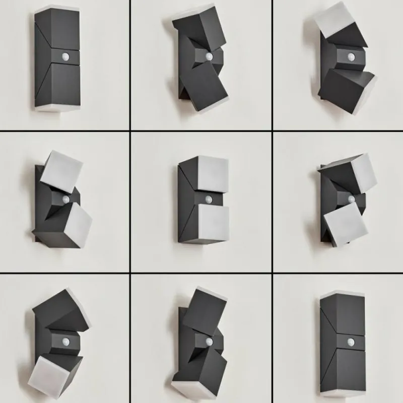 hofstein Applique murale d'extérieur Toogong LED Anthracite, 2 lumières, Détecteur de mouvement