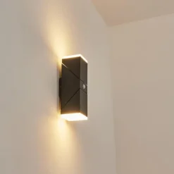 hofstein Applique murale d'extérieur Toogong LED Anthracite, 2 lumières, Détecteur de mouvement