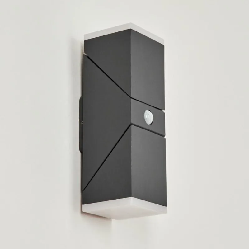 hofstein Applique murale d'extérieur Toogong LED Anthracite, 2 lumières, Détecteur de mouvement