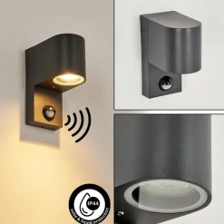 hofstein Applique murale d'extérieur Kingstown Anthracite, Transparent, 1 lumière, Détecteur de mouvement