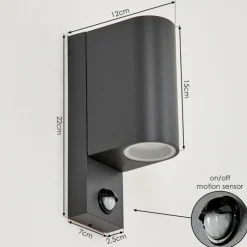 hofstein Applique murale d'extérieur Kingstown Anthracite, Transparent, 2 lumières, Détecteur de mouvement