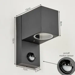 hofstein Applique murale d'extérieur Kingstown Anthracite, Transparent, 1 lumière, Détecteur de mouvement