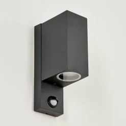 hofstein Applique murale d'extérieur Kingstown Anthracite, Transparent, 2 lumières, Détecteur de mouvement