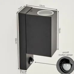 hofstein Applique murale d'extérieur Kingstown Anthracite, Transparent, 2 lumières, Détecteur de mouvement