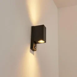 hofstein Applique murale d'extérieur Kingstown Anthracite, Transparent, 2 lumières, Détecteur de mouvement