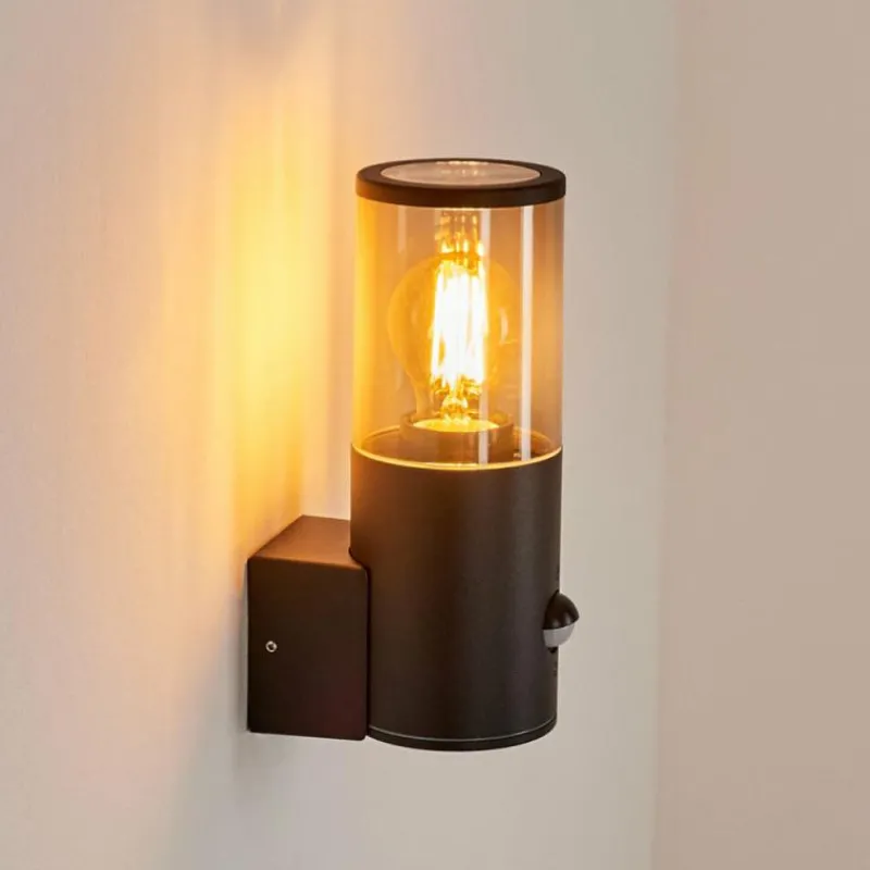 Suspension Verre Fumé-hofstein Applique murale d'extérieur Caragua Anthracite, 1 lumière, Détecteur de mouvement