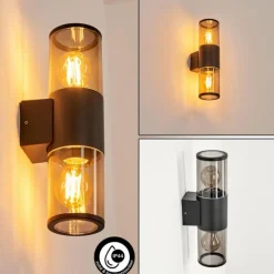 Suspension Verre Fumé-hofstein Applique murale d'extérieur Caragua Anthracite, 2 lumières