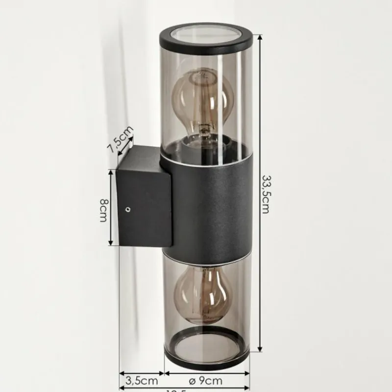 Suspension Verre Fumé-hofstein Applique murale d'extérieur Caragua Anthracite, 2 lumières