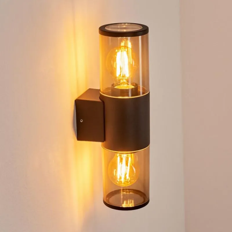 Suspension Verre Fumé-hofstein Applique murale d'extérieur Caragua Anthracite, 2 lumières