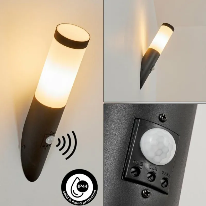 hofstein Applique murale d'extérieur Ruti Noir, 1 lumière, Détecteur de mouvement