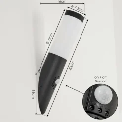 hofstein Applique murale d'extérieur Ruti Noir, 1 lumière, Détecteur de mouvement