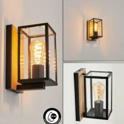 Lampes Vintages & Rétros-hofstein Applique murale d'extérieur Fortunies Bois clair, Couleur bois, Noir, 1 lumière