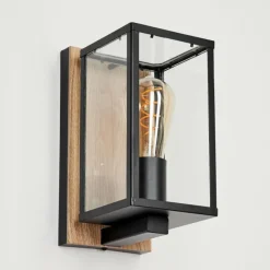 Lampes Vintages & Rétros-hofstein Applique murale d'extérieur Fortunies Bois clair, Couleur bois, Noir, 1 lumière