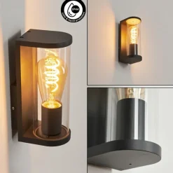 Lampes Vintages & Rétros-hofstein Applique murale d'extérieur Radnor Anthracite, Gris, 1 lumière