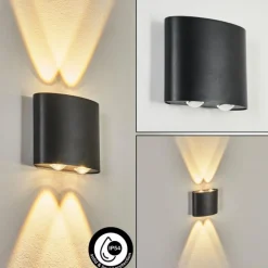 hofstein Applique murale d'extérieur Martigre LED Noir, 1 lumière