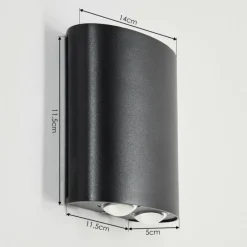 hofstein Applique murale d'extérieur Martigre LED Noir, 1 lumière