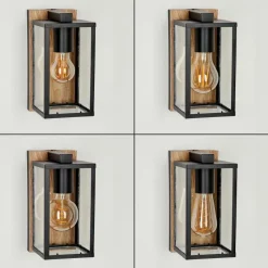 hofstein Applique murale d'extérieur Fortunies Brun, Couleur bois, Noir, 1 lumière