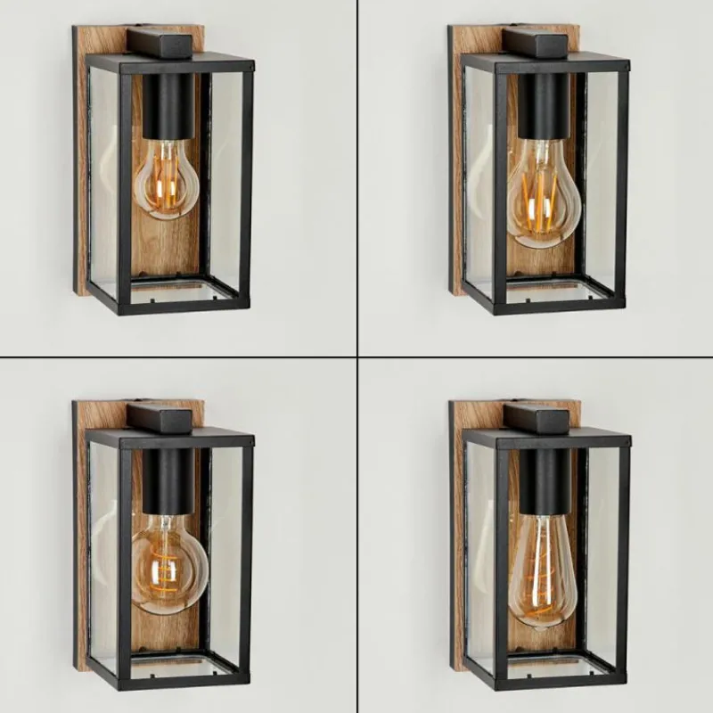 hofstein Applique murale d'extérieur Fortunies Brun, Couleur bois, Noir, 1 lumière