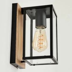 hofstein Applique murale d'extérieur Fortunies Brun, Couleur bois, Noir, 1 lumière